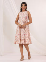 Thumbnail for Janasya Light Cotton Floral A-Line Dress