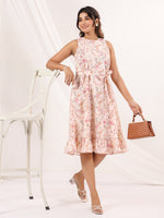 Thumbnail for Janasya Light Cotton Floral A-Line Dress