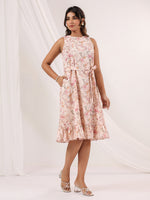Thumbnail for Janasya Light Cotton Floral A-Line Dress