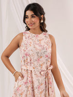 Thumbnail for Janasya Light Cotton Floral A-Line Dress