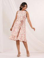Thumbnail for Janasya Light Cotton Floral A-Line Dress