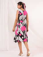 Thumbnail for Janasya Dark Cotton Floral Handkerchief Dress