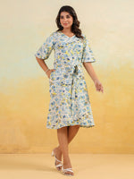 Thumbnail for Janasya Light Cotton Floral A-Line Dress
