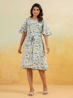 Thumbnail for Janasya Light Cotton Floral A-Line Dress