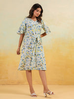 Thumbnail for Janasya Light Cotton Floral A-Line Dress