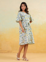 Thumbnail for Janasya Light Cotton Floral A-Line Dress