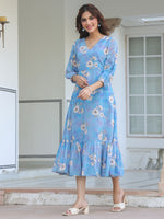 Thumbnail for Janasya Light Georgette Floral A-Line Dress