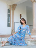 Thumbnail for Janasya Light Georgette Floral A-Line Dress