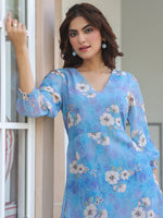 Thumbnail for Janasya Light Georgette Floral A-Line Dress