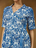 Thumbnail for Janasya Bright Flex Ikkat Tiered Dress