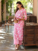 Thumbnail for Janasya Light Cotton Floral Straight Kurta Set
