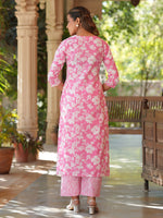 Thumbnail for Janasya Light Cotton Floral Straight Kurta Set