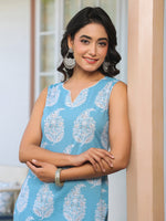 Thumbnail for Janasya Light Cotton Ethnic Motifs Straight Kurta Set