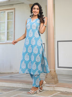 Thumbnail for Janasya Light Cotton Ethnic Motifs Straight Kurta Set