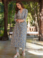Thumbnail for Janasya Light Cotton Floral Straight Kurta Set
