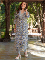 Thumbnail for Janasya Light Cotton Floral Straight Kurta Set