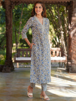 Thumbnail for Janasya Light Cotton Floral Straight Kurta Set