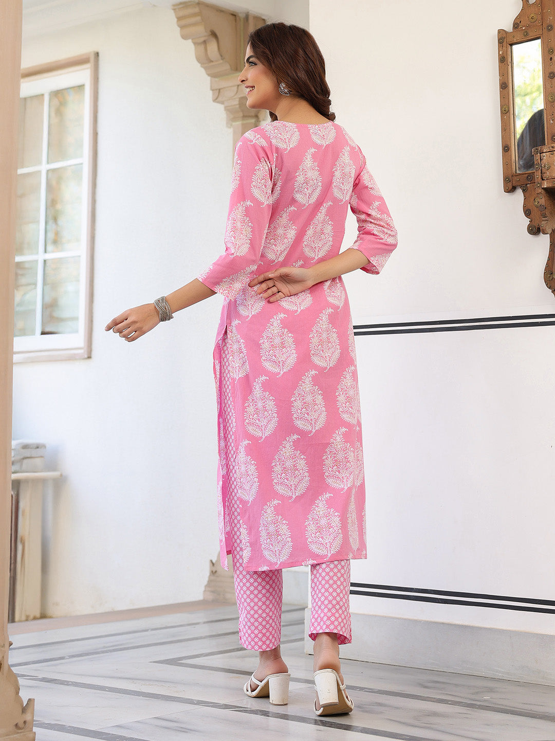 Janasya Light Cotton Ethnic Motifs Straight Kurta Set - Distacart