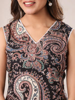 Thumbnail for Janasya Dark Cotton Paisley Straight Kurta Set