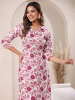 Thumbnail for Janasya Light Cotton Floral Straight Kurta Set