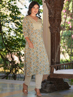 Thumbnail for Janasya Light Cotton Floral Straight Kurta Set