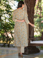 Thumbnail for Janasya Light Cotton Floral Straight Kurta Set