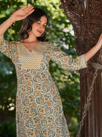 Thumbnail for Janasya Light Cotton Floral Straight Kurta Set