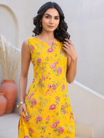 Thumbnail for Janasya Bright Cotton Floral Straight Kurta Set
