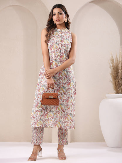 Janasya Light Cotton Floral Straight Kurta Set - Distacart