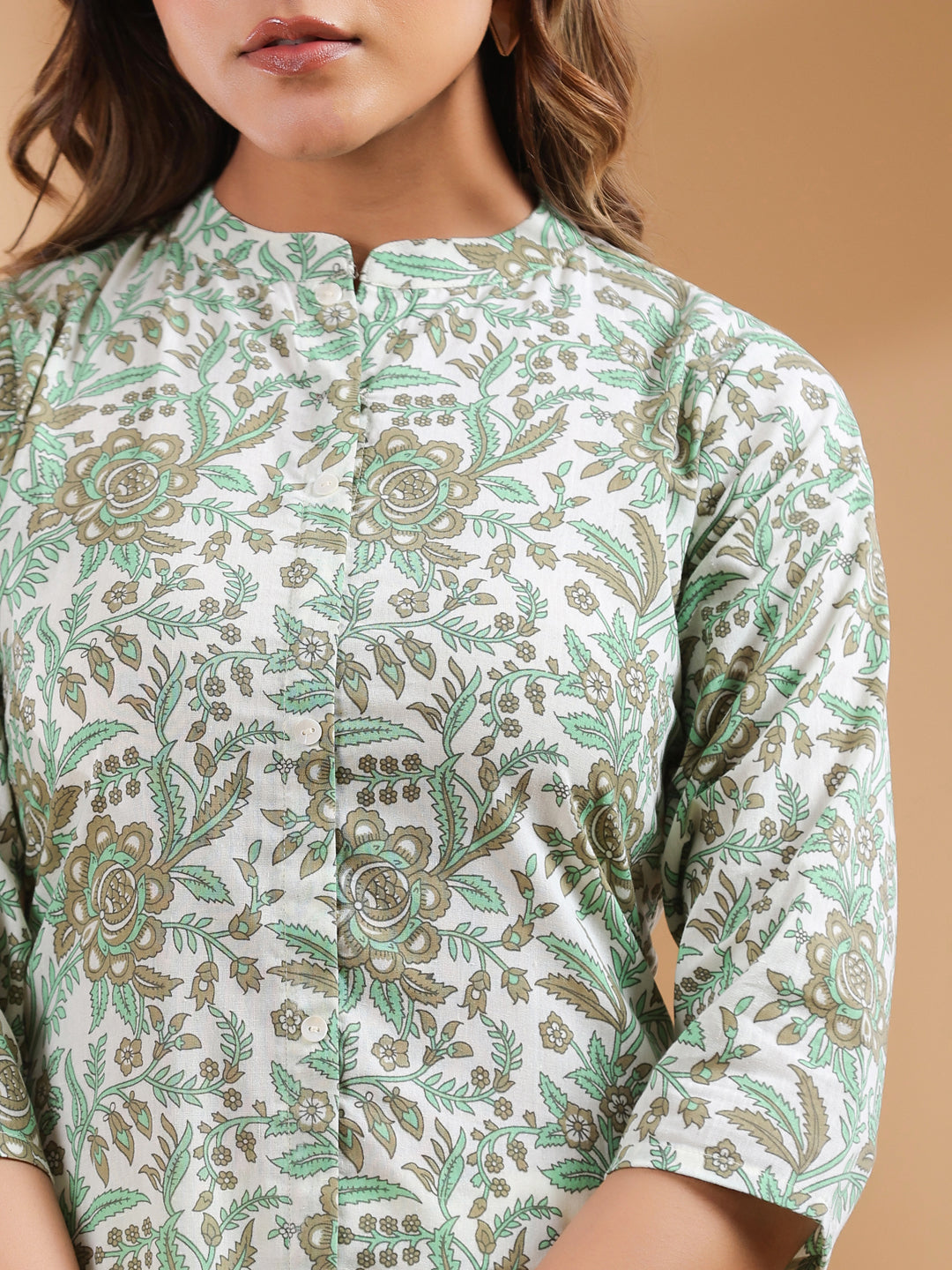 Janasya Light Cotton Floral Straight Kurta Set
