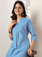 Thumbnail for Janasya Light Cotton Solid A-Line Top & Bottom Set