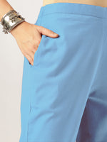 Thumbnail for Janasya Light Cotton Solid A-Line Top & Bottom Set
