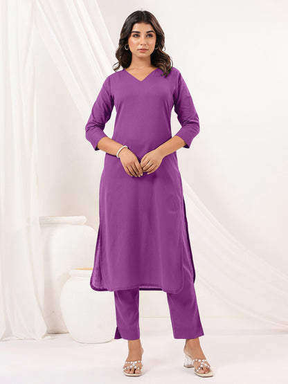 Janasya Light Cotton Solid Straight Kurta Set - Distacart