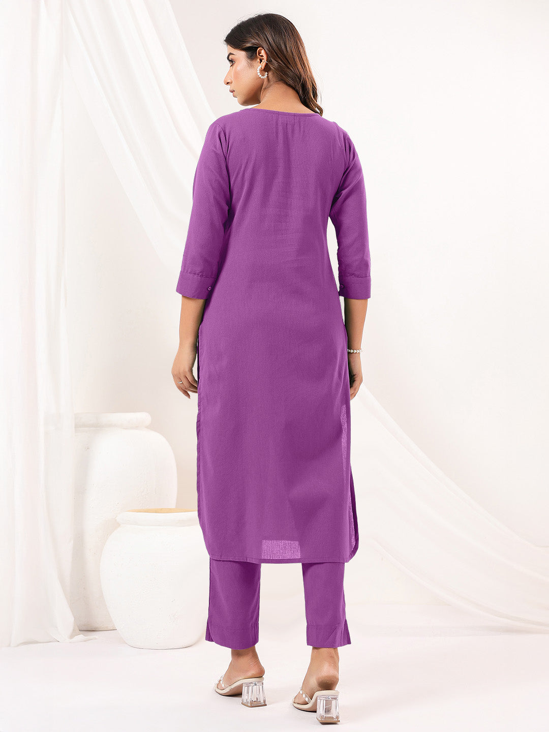 Janasya Light Cotton Solid Straight Kurta Set - Distacart