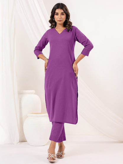 Janasya Light Cotton Solid Straight Kurta Set - Distacart