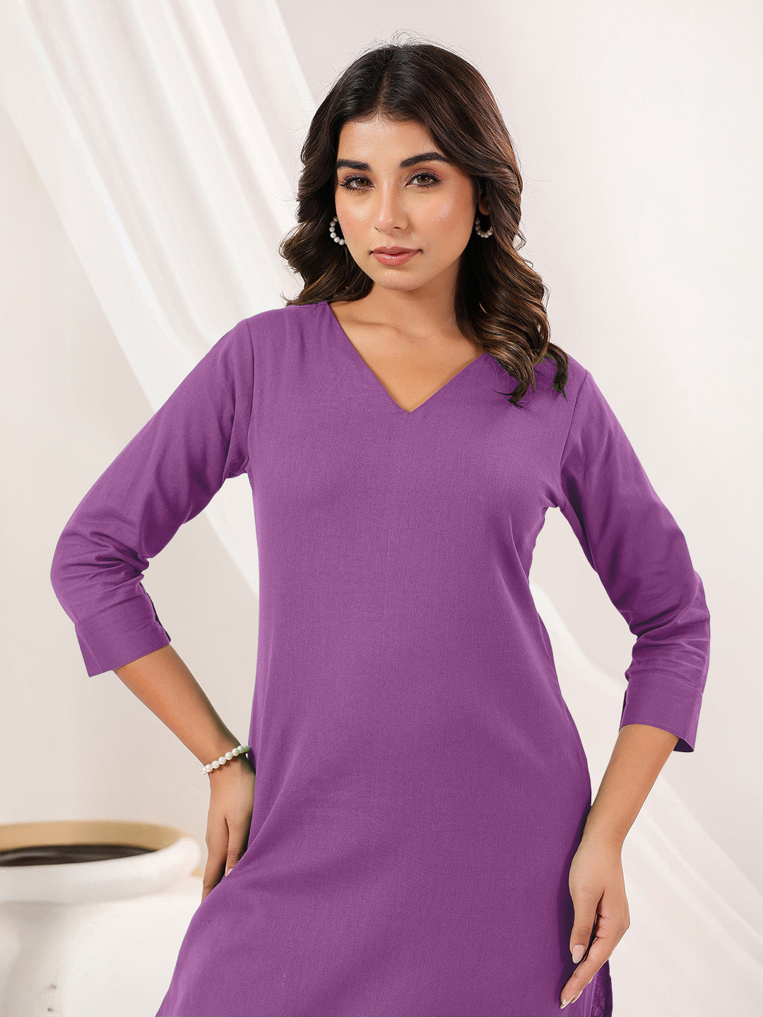 Janasya Light Cotton Solid Straight Kurta Set - Distacart