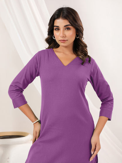 Janasya Light Cotton Solid Straight Kurta Set - Distacart