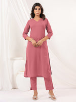 Thumbnail for Janasya Light Cotton Solid Straight Kurta Set