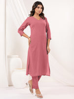 Thumbnail for Janasya Light Cotton Solid Straight Kurta Set