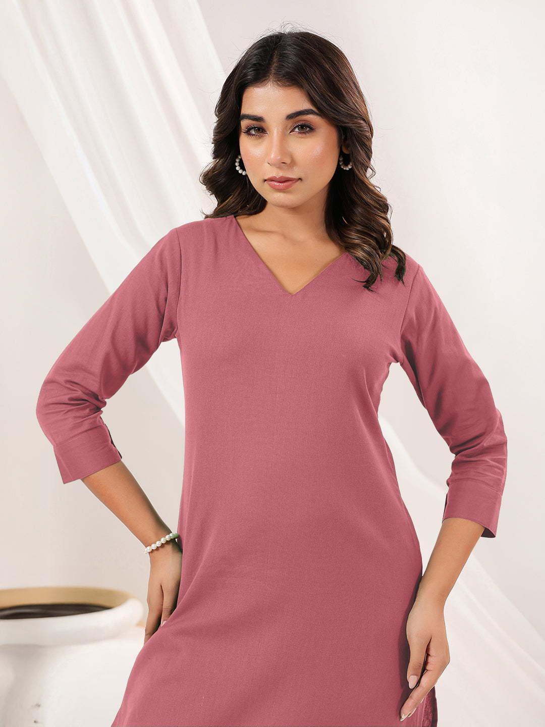 Janasya Light Cotton Solid Straight Kurta Set
