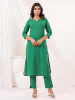 Thumbnail for Janasya Dark Cotton Solid Straight Kurta Set