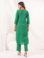 Thumbnail for Janasya Dark Cotton Solid Straight Kurta Set