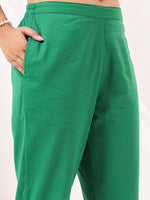 Thumbnail for Janasya Dark Cotton Solid Straight Kurta Set