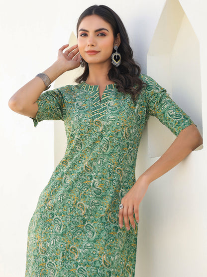 Janasya Light Cotton Paisley Straight Kurta Set - Distacart