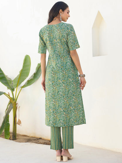 Janasya Light Cotton Paisley Straight Kurta Set - Distacart