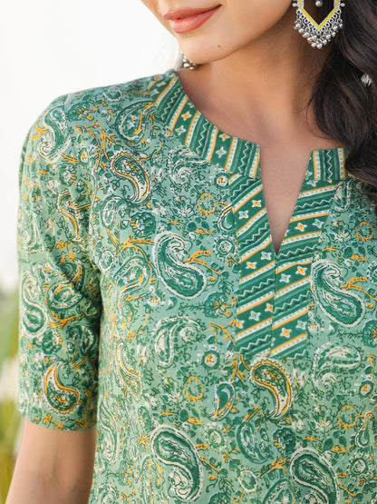 Janasya Light Cotton Paisley Straight Kurta Set - Distacart