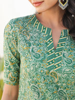 Thumbnail for Janasya Light Cotton Paisley Straight Kurta Set