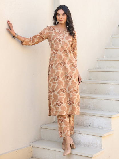 Janasya Light Cotton Floral Straight Kurta Set - Distacart