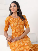 Thumbnail for Janasya Bright Cotton Floral Straight Kurta Set