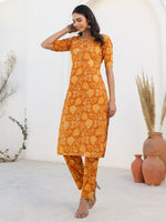 Thumbnail for Janasya Bright Cotton Floral Straight Kurta Set